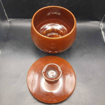 Frankoma brown pot with lid