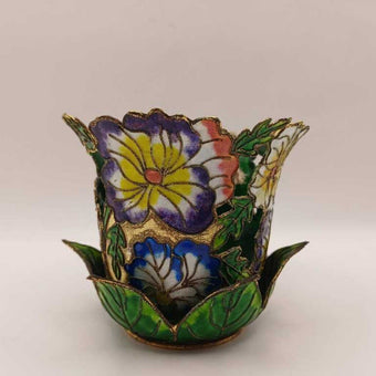 Metal Floral Candle Holder