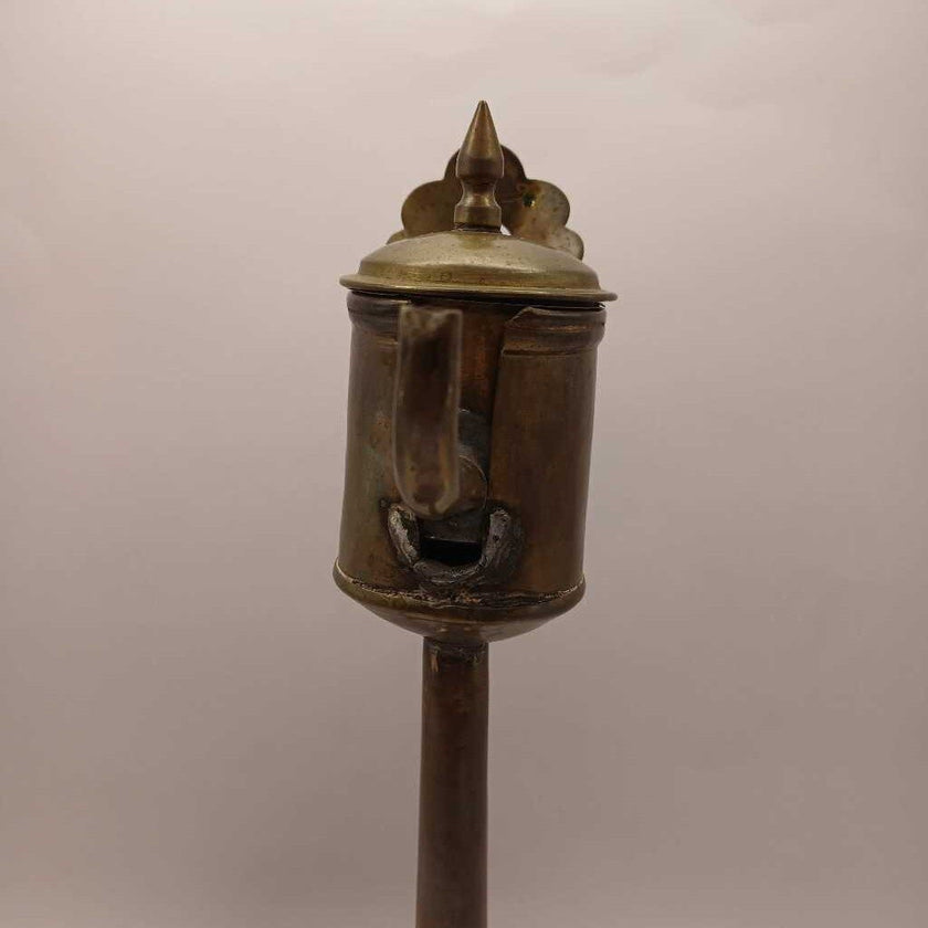 Antique Dutch Brass Whale Oil Lamp