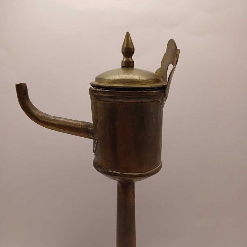 Antique Dutch Brass Whale Oil Lamp
