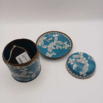 Vtg. Blue Chinese Cloisonne Box