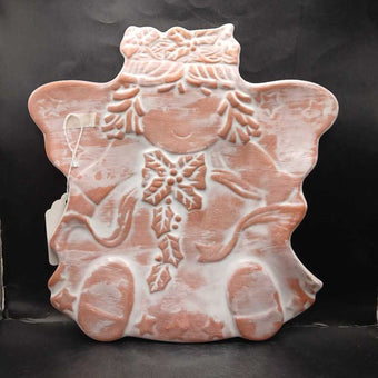 Red Ware Angel Platter Ceramic VTG