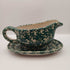Red Apple Green Sponged Splatterware Gravy Boat With Underplate