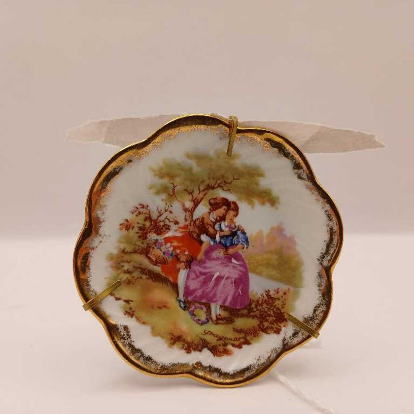Small Limoges hand painted plate with stand