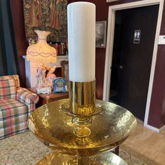 Brass footed double bowl candlestick