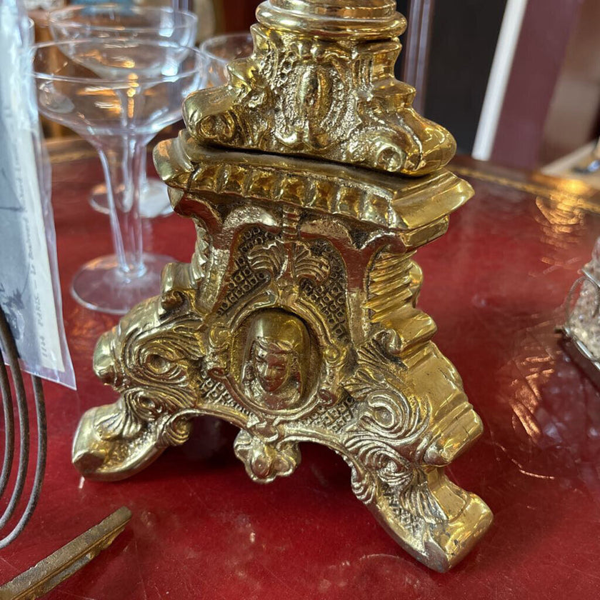 Brass footed double bowl candlestick