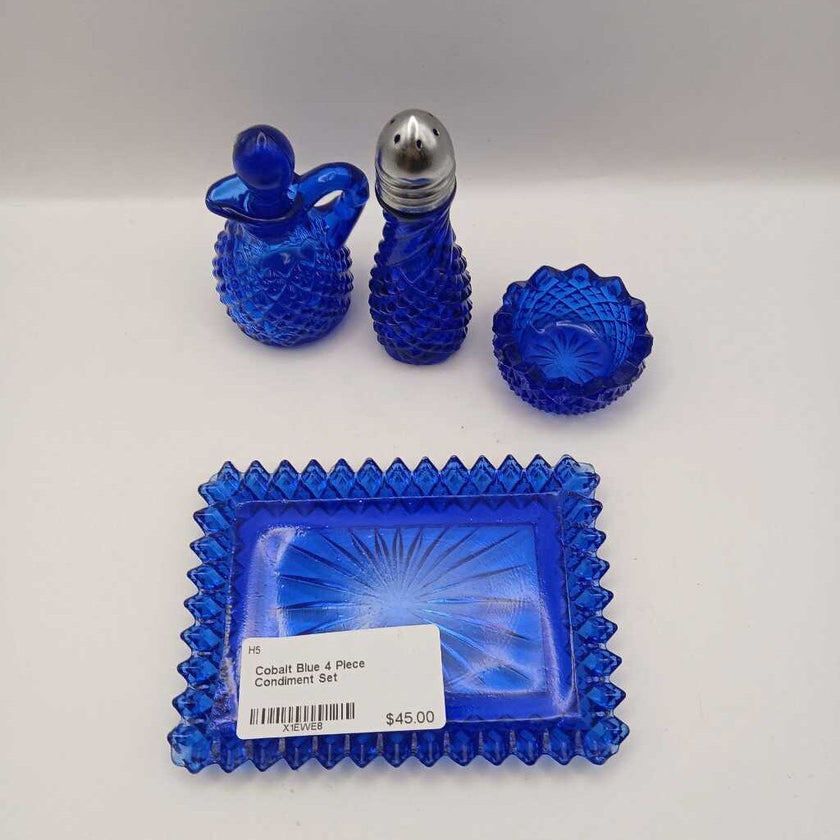 Cobalt Blue 4 Piece Condiment Set