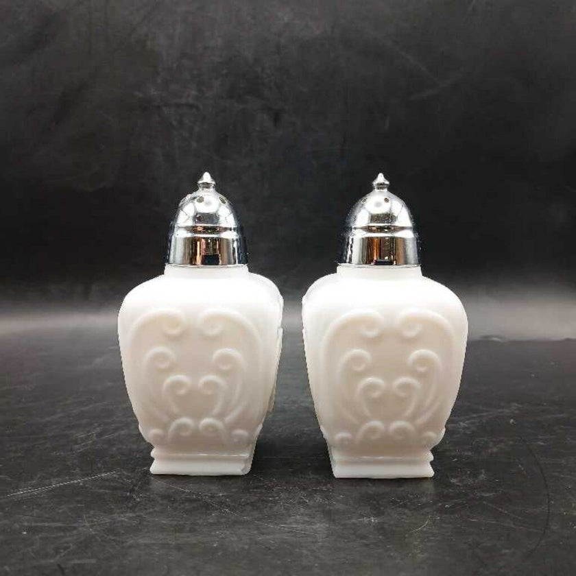 Imperial Milk Glass Salt + Pepper