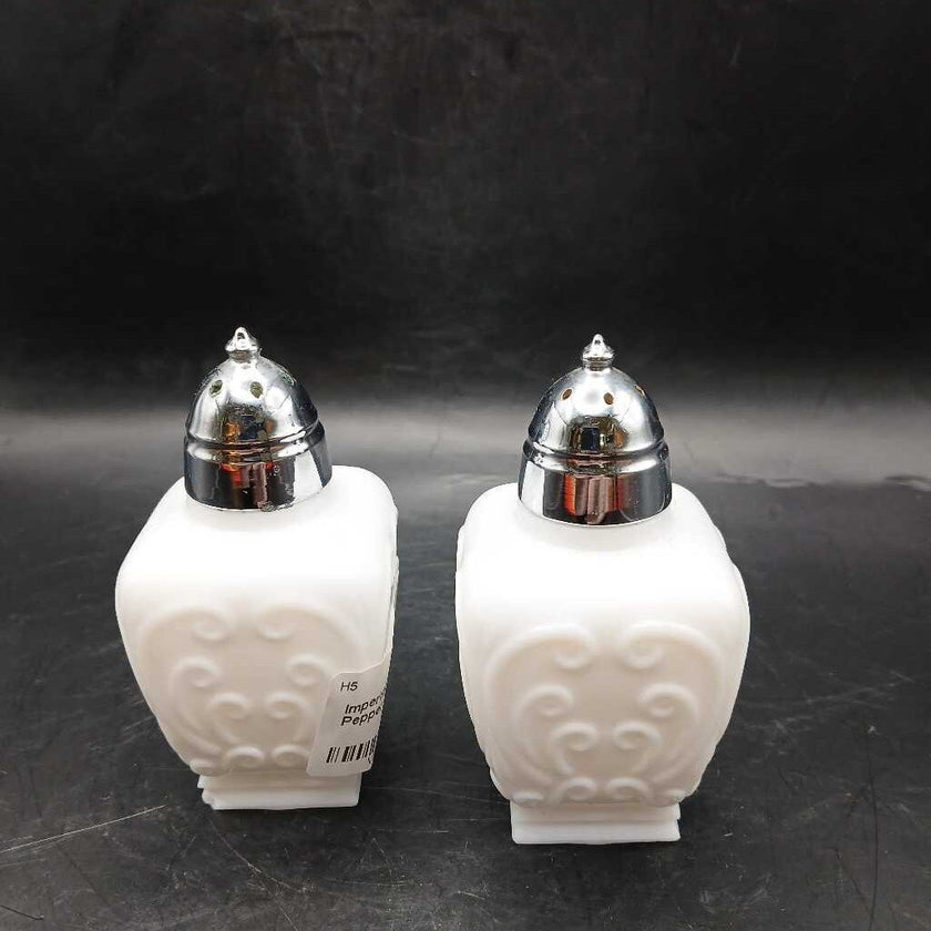 Imperial Milk Glass Salt + Pepper