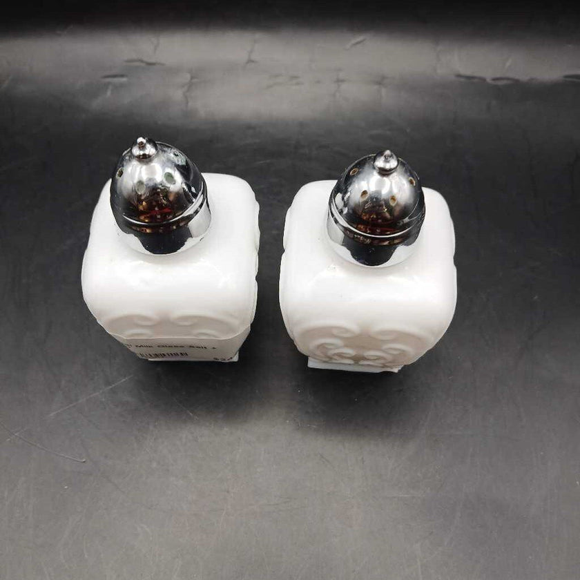 Imperial Milk Glass Salt + Pepper