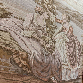 Victorian Tapestry W/Carved Wood Gold Frame 33x29