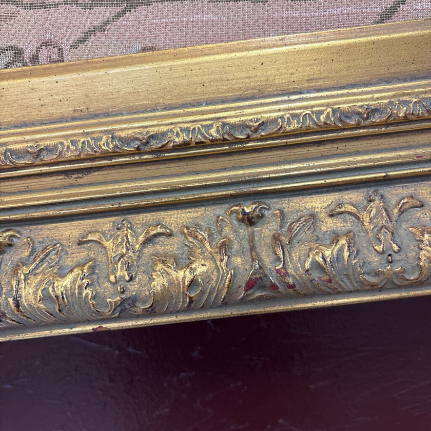 Victorian Tapestry W/Carved Wood Gold Frame 33x29