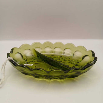 Anchor Hocking 1970 Fairfield Green Divided Dish