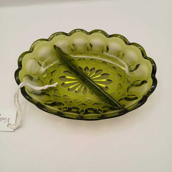 Anchor Hocking 1970 Fairfield Green Divided Dish