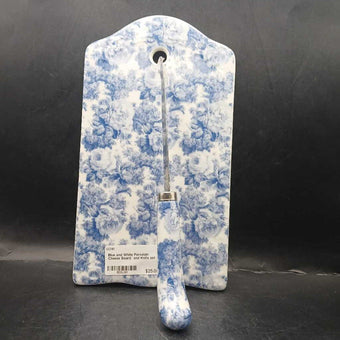 Blue and White Porcelain Cheese Board and Knife set