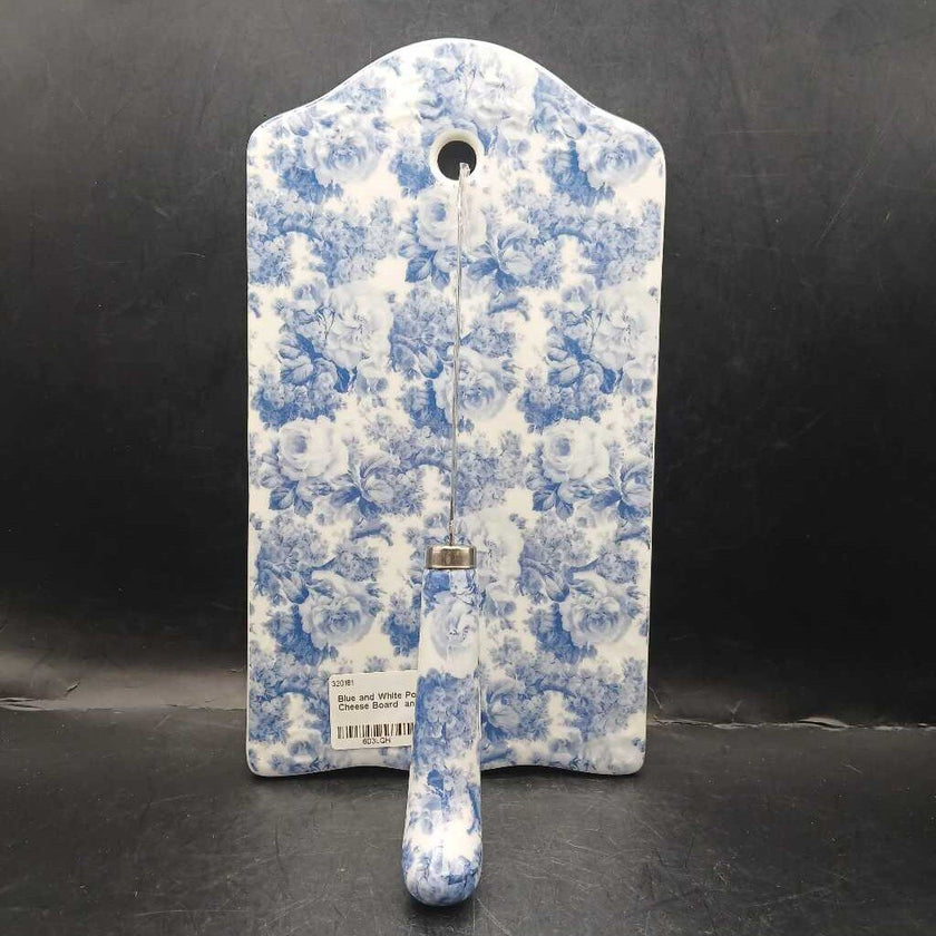 Blue and White Porcelain Cheese Board and Knife set