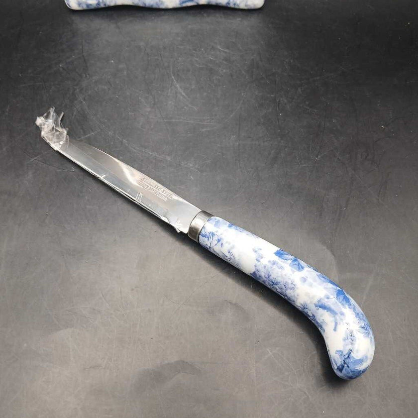 Blue and White Porcelain Cheese Board and Knife set