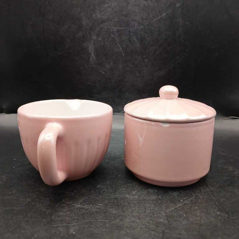 Hey Sugar Covered Sugar Bowl & Creamer Made w/ Love Set Romantic Valentine Pink