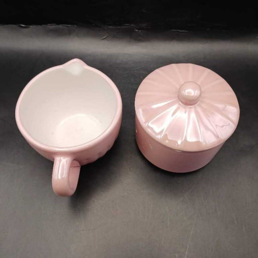 Hey Sugar Covered Sugar Bowl & Creamer Made w/ Love Set Romantic Valentine Pink