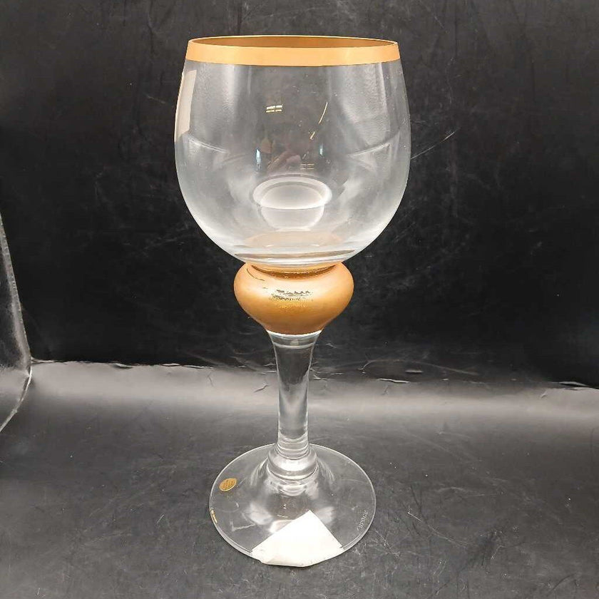 Set of 3 Block VINTAGE Blown Glass Optic Wine Goblet 9.5