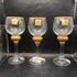 Set of 3 Block VINTAGE Blown Glass Optic Wine Goblet 9.5