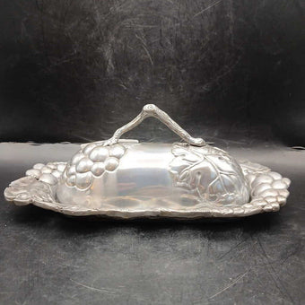 Arthur Court Grapes 1/4 pound aluminum covered butter dish w/ lid Vintage 2001