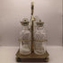 A18. Vintage condiment set from England. 6 cut glass jars and lids and 1 spoon