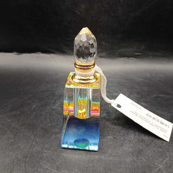 Lead Crystal Perfume Bottle w/Dauber in Rainbow Hue