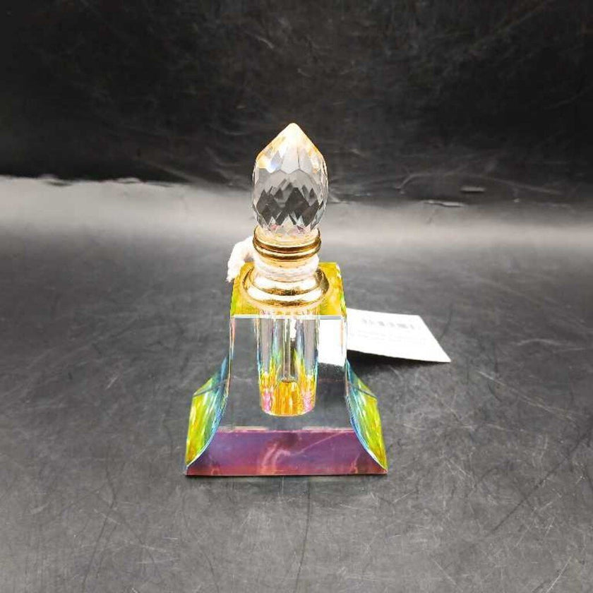 Lead Crystal Perfume Bottle w/Dauber in Rainbow Hue