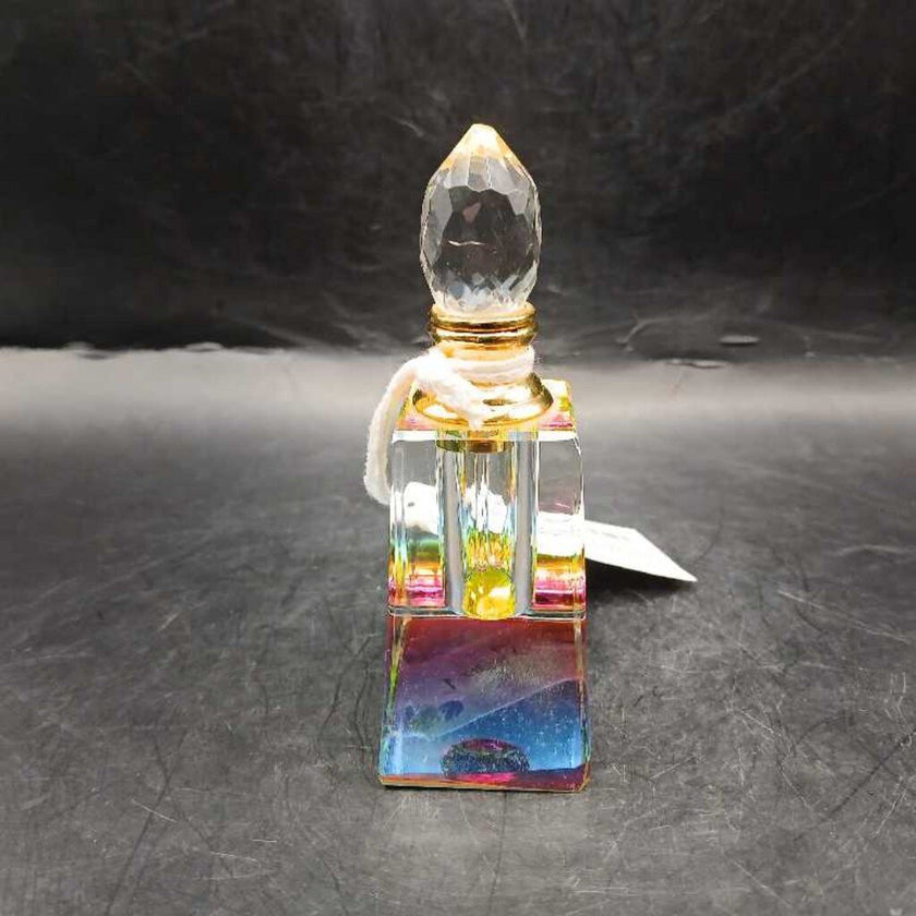 Lead Crystal Perfume Bottle w/Dauber in Rainbow Hue