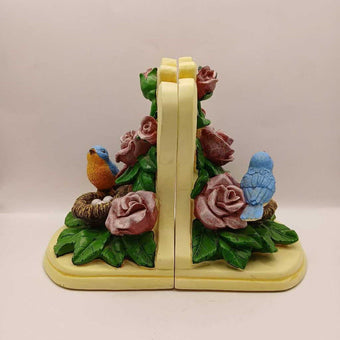 Vintage 1996 CBK Bird Nest Rose Yellow Bookends Pair (1 of 2)