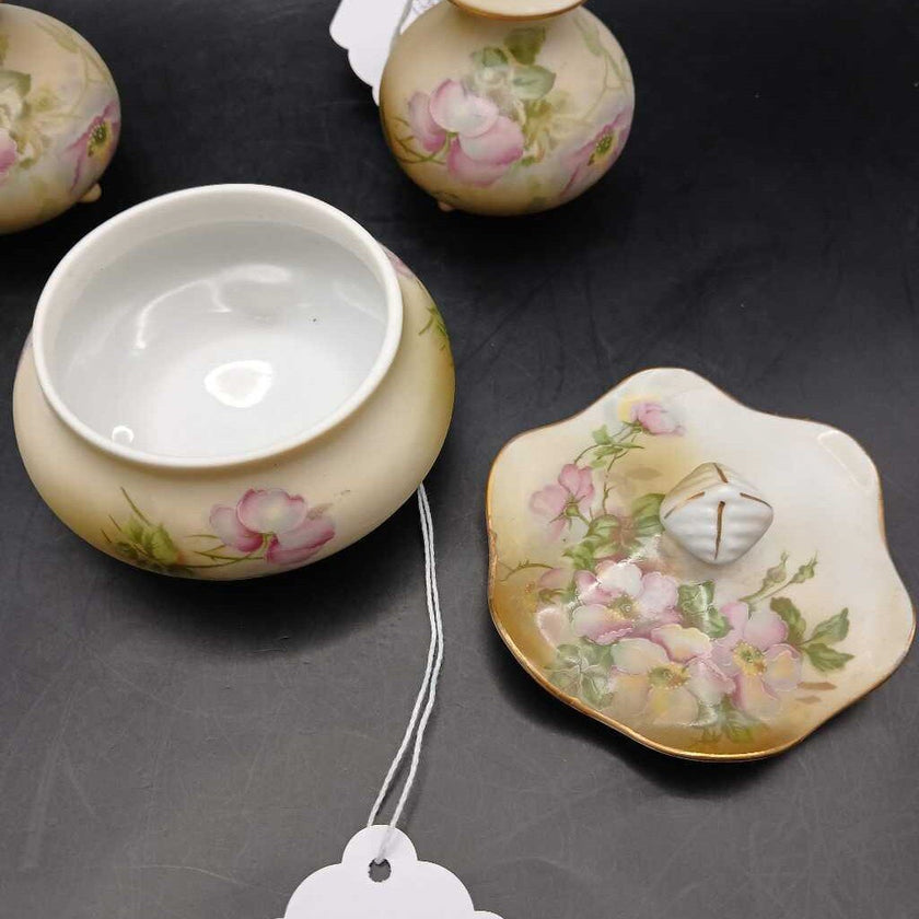 Vintage Nippon vanity dresser perfume bottles and powder dish