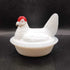 Westmoreland Hen on Nest Milk Glass Red Cone