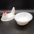 Westmoreland Hen on Nest Milk Glass Red Cone