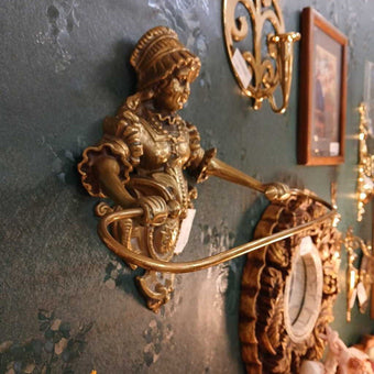 Victorian French Brass Figural Towel Holder