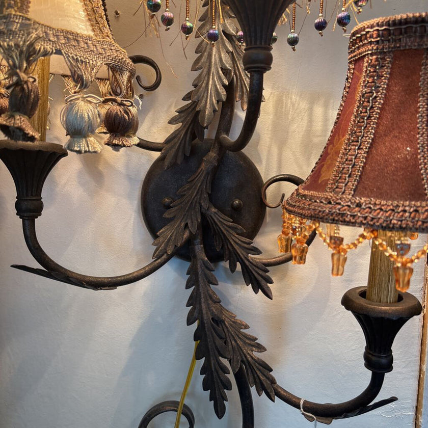 Vintage European Style Wall Plug Sconce Fixture Chandelier 5 Bell Shades Lamp