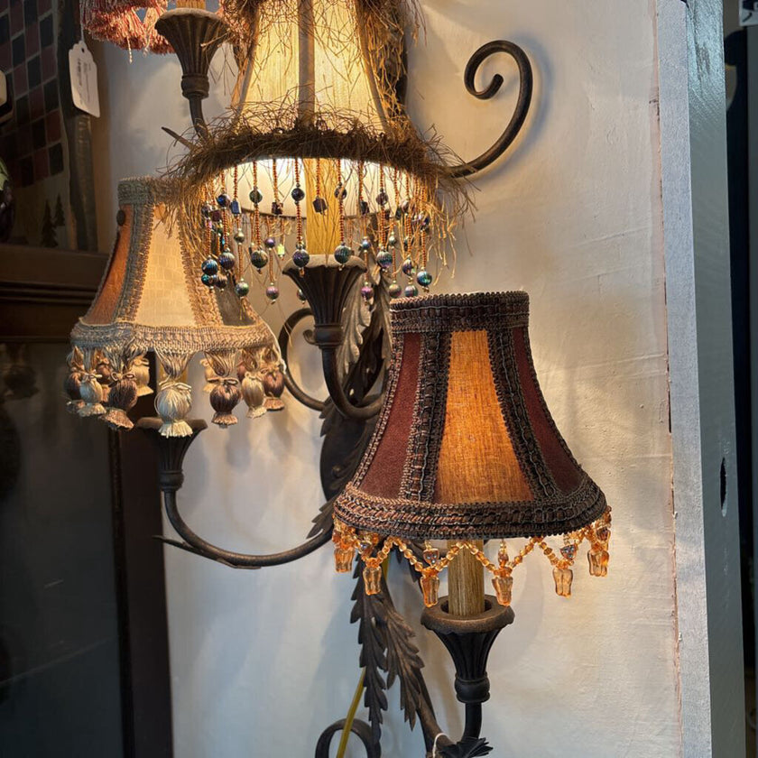 Vintage European Style Wall Plug Sconce Fixture Chandelier 5 Bell Shades Lamp