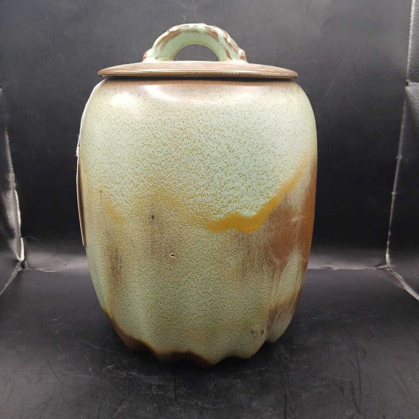Frankoma Sage Green and Brown Glazed Canister