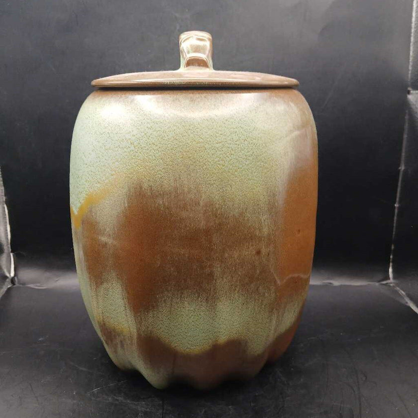 Frankoma Sage Green and Brown Glazed Canister