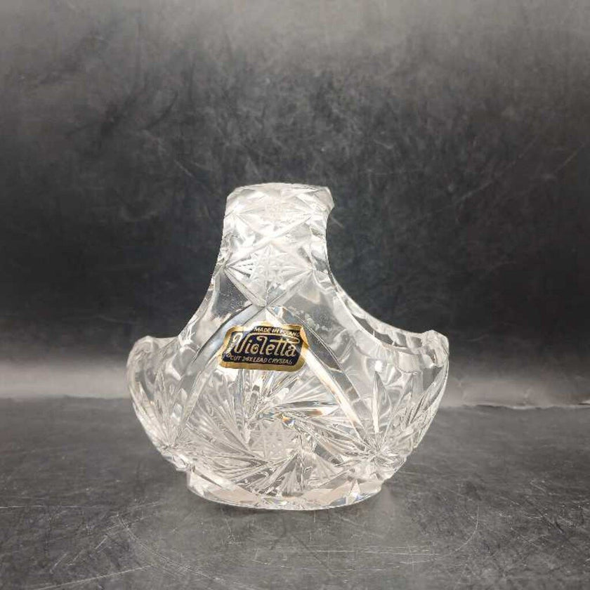 Violetta Crystal basket Poland pinwheel star clear lead 24%