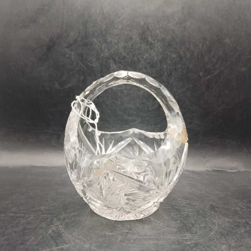 Violetta Crystal basket Poland pinwheel star clear lead 24%