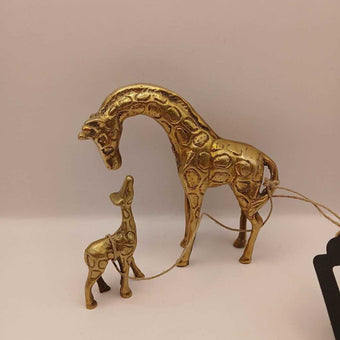 Brass Giraffe Pair Mother and Baby