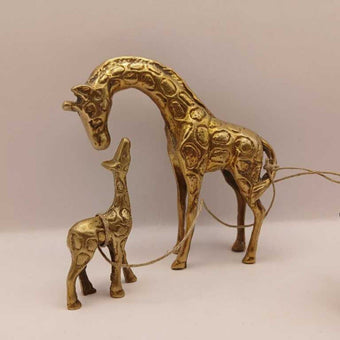 Brass Giraffe Pair Mother and Baby