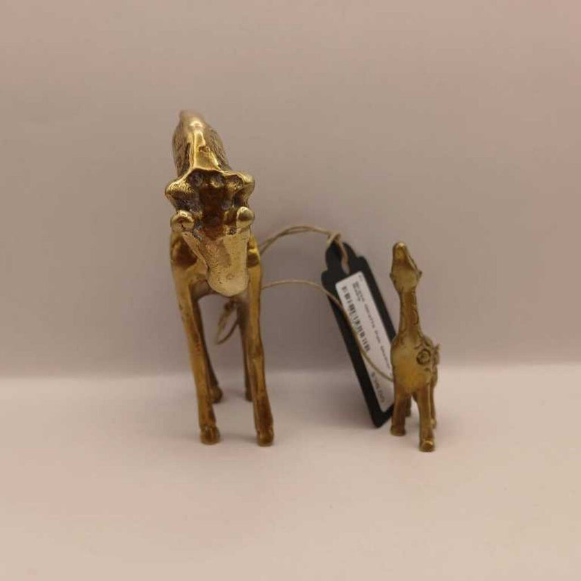 Brass Giraffe Pair Mother and Baby