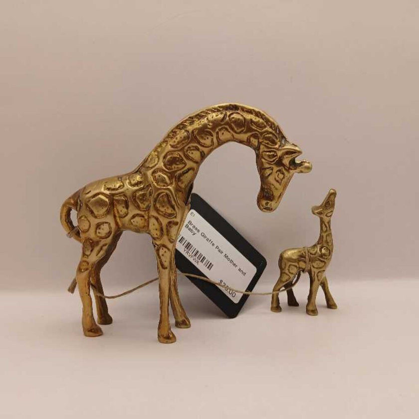 Brass Giraffe Pair Mother and Baby