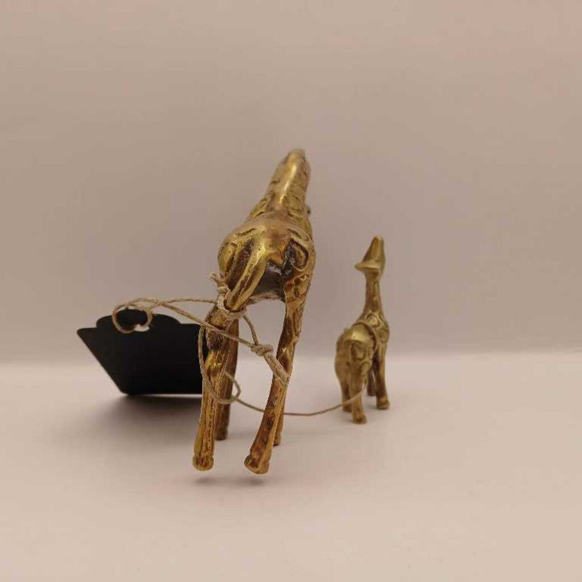 Brass Giraffe Pair Mother and Baby