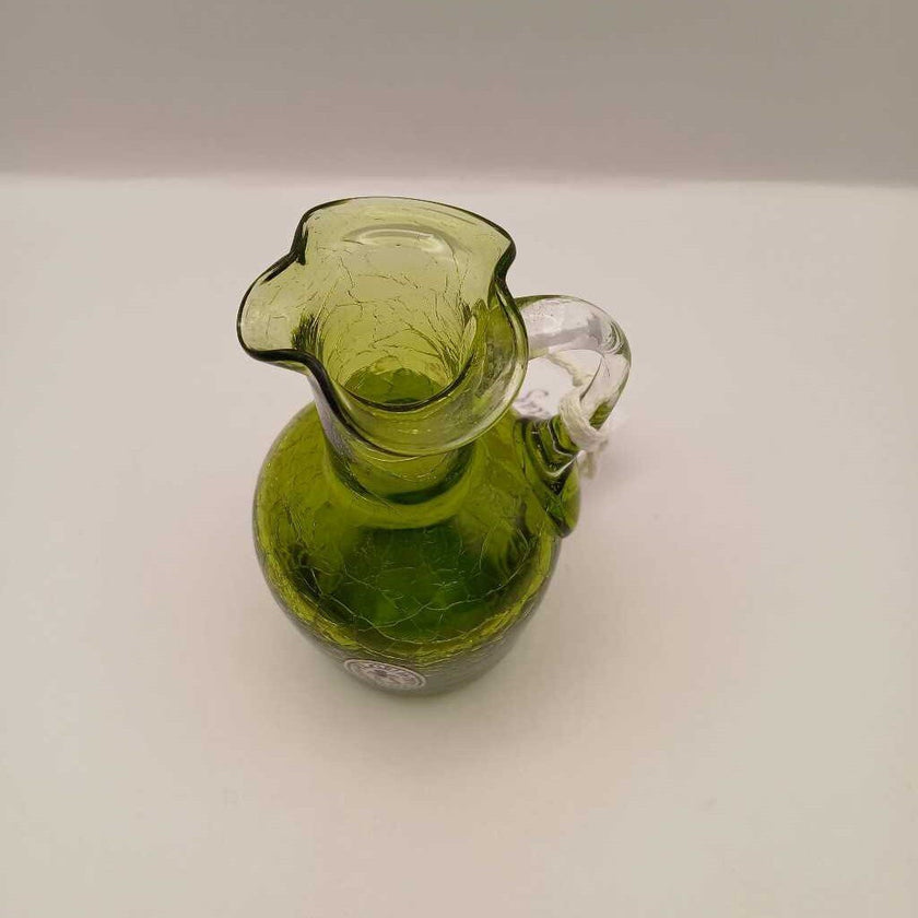 Pilgram Hand Blown Green Crackle Mini Pitcher