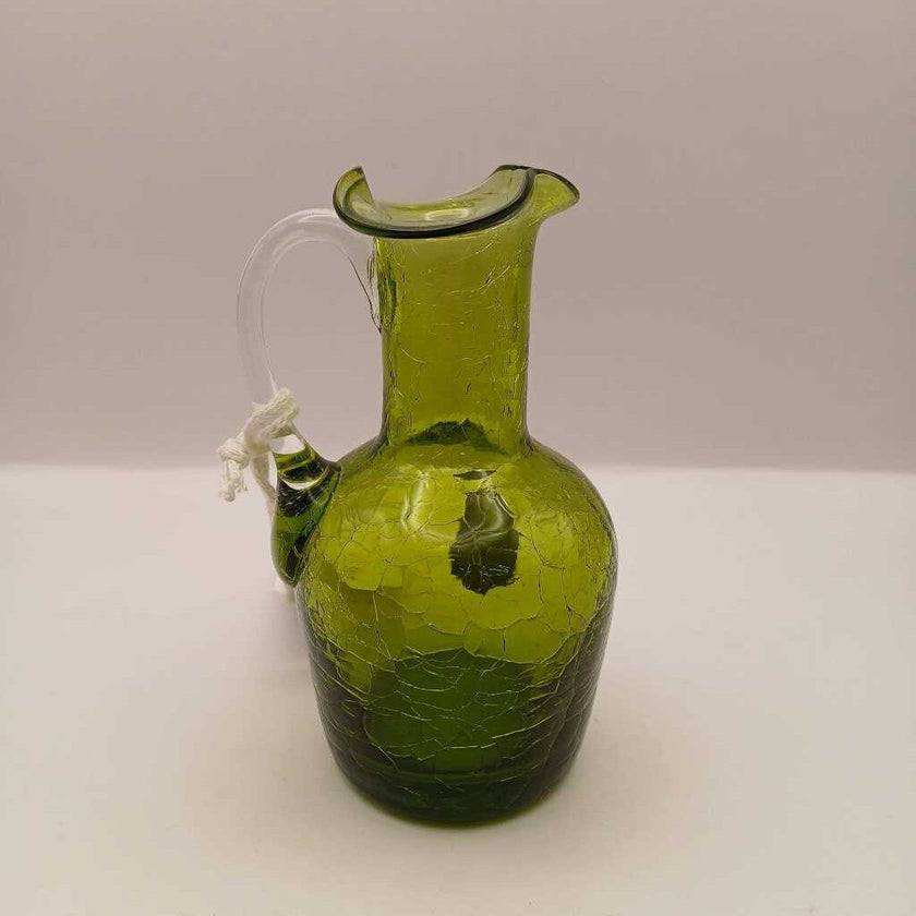 Pilgram Hand Blown Green Crackle Mini Pitcher