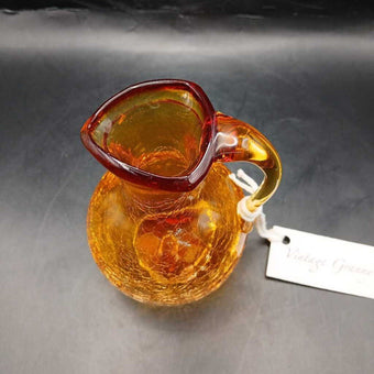 Hand Blown Amberina Crackle Mini Pitcher