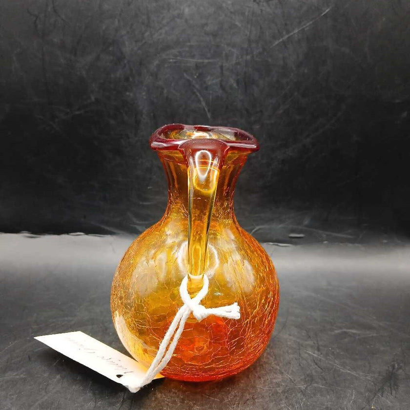 Hand Blown Amberina Crackle Mini Pitcher